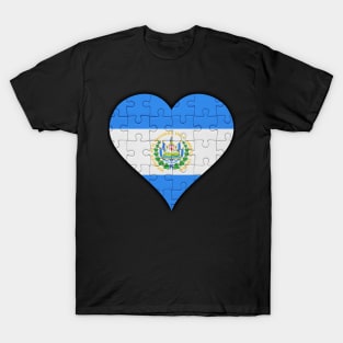 Salvadoran Jigsaw Puzzle Heart Design - Gift for Salvadoran With El Salvador Roots T-Shirt